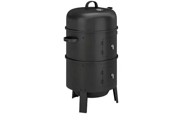 Outsunny 3-in-1 Vertical Charcoal Smoker With 2 Grill Grates - Built-in Thermometer