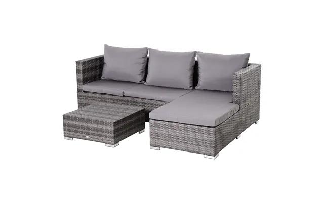 Outsunny 4-seater Outdoor Garden Pe Rattan Furniture Set Grey Aosom Uk