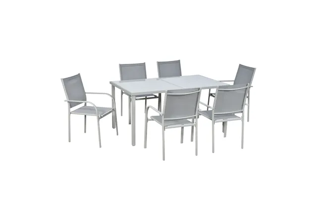 Outsunny 7 Piece Garden Dining Set - Outdoor Table And 6 Stackable Chairs product image