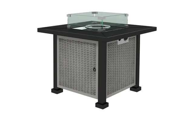 Outsunny 81cm Rattan Gas Fire Pit Table - 50,000 Btu Outdoor Fire Pit