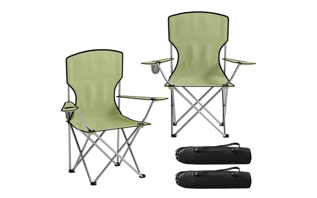 Outsunny Camping Chair Set Of 2 Portable Folding Outdoor Camp Chair With Cup Holders And Carry Bag Green