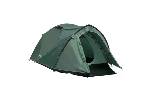 Outsunny Camping Dome Tent 2 Room For 3-4 Person With Weatherproof Vestibule Backpacking Tent Large Windows Lightweight 