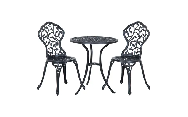 Outsunny Cast Aluminium Bistro Set Antique Style 3-piece Garden Furniture With Table & Chairs - Outdoor Seating Aosom Uk