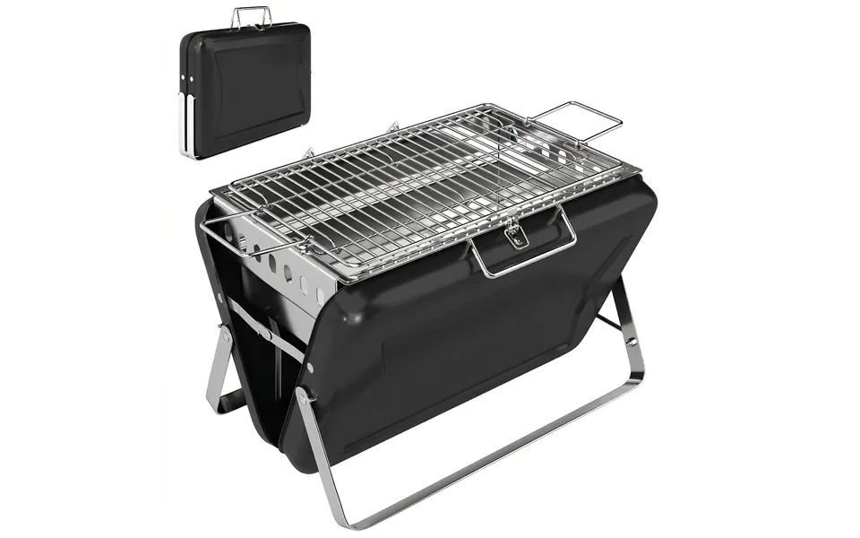 Outsunny Charcoal Bbq Grill Portable Stainless Steel Barbecue With Tilting Grate For Camping Picnic Garden Black