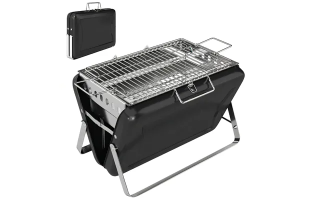 Outsunny Charcoal Bbq Grill Portable Stainless Steel Barbecue With Tilting Grate For Camping Picnic Garden Black