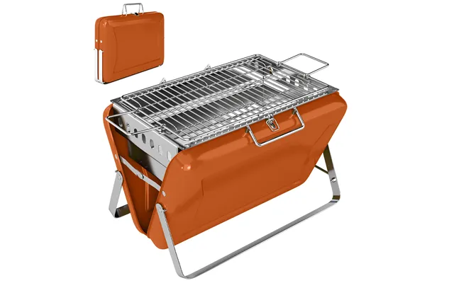 Outsunny Charcoal Bbq Grill Portable Stainless Steel Barbecue With Tilting Grate For Camping Picnic Garden Orange