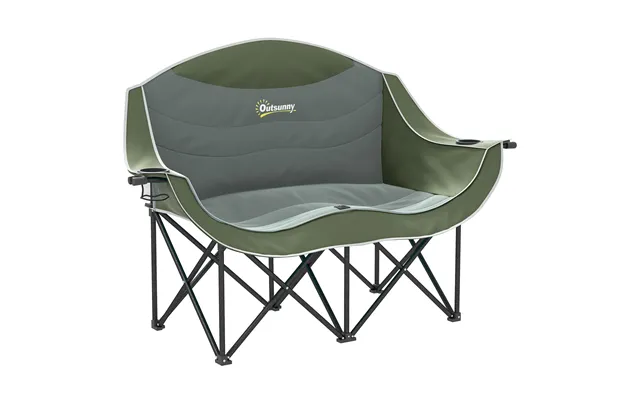 Outsunny Double Camping Chair For Adults - Oversized Heavy Duty Padded Folding Chair With Armrests