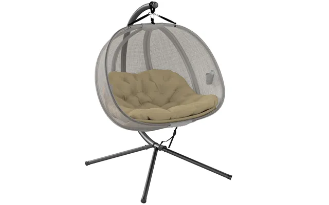 Outsunny Double Hanging Egg Chair 2 Seaters Swing Hammock Chair With Stand - Cushion And Folding Design product image