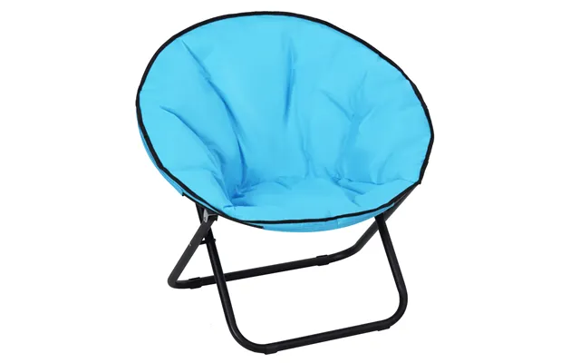 Outsunny Garden Folding Portable Padded Saucer Moon Chair Padded Round Outdoor Camping Travel Fishing Seat Blue