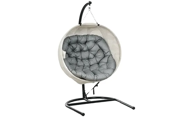 Outsunny Hanging Egg Chair Outdoor Indoor Garden Swing Chair With Folding Basket - Stand product image