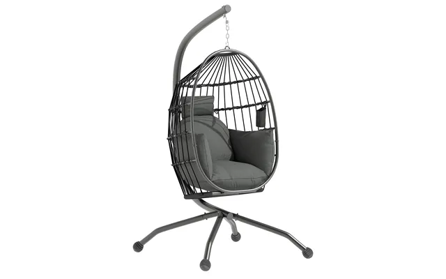 Outsunny Hanging Egg Chair Outdoor Indoor Swing Chair With Folding Basket - Cushion product image