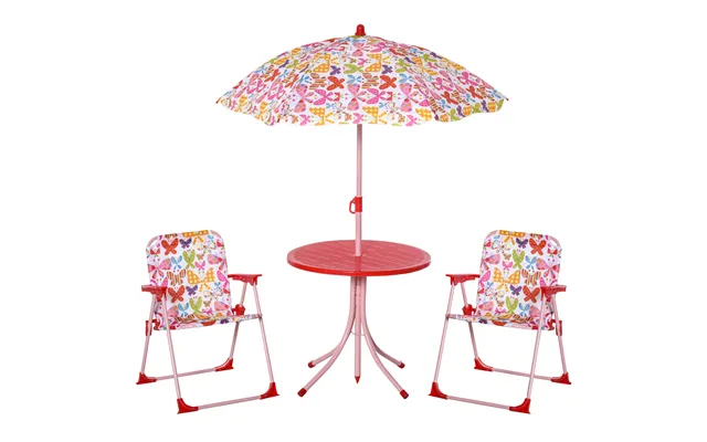 Outsunny Kids Folding Picnic Table And Chairs Set Color Stripes Outdoor W Parasol Aosom Uk