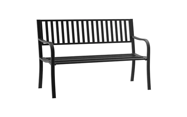 Outsunny Metal Garden Bench Loveseat With Slatted Seat - Black