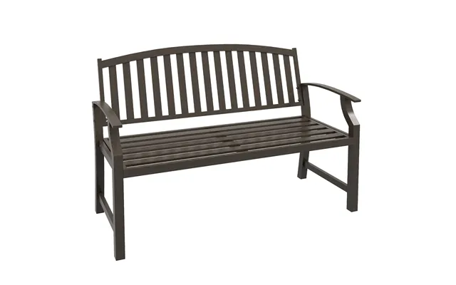 Outsunny Metal Garden Perch Slatted Seat - Backrest & Curved Arms
