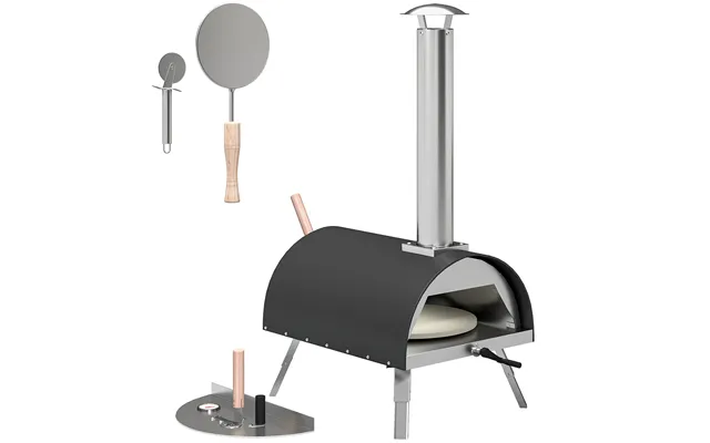 Outsunny Outdoor Pizza Oven Foldable Legs Pellet Wood Fired Pizza Maker W 12 Rotating Stone And Peel