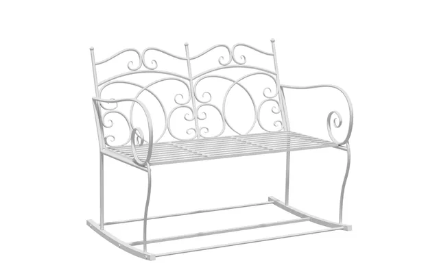 Outsunny Patio 2 Seater Rocking Bench Steel Garden Outdoor Garden Loveseat Chair W Decorative Backrest White Aosom Uk