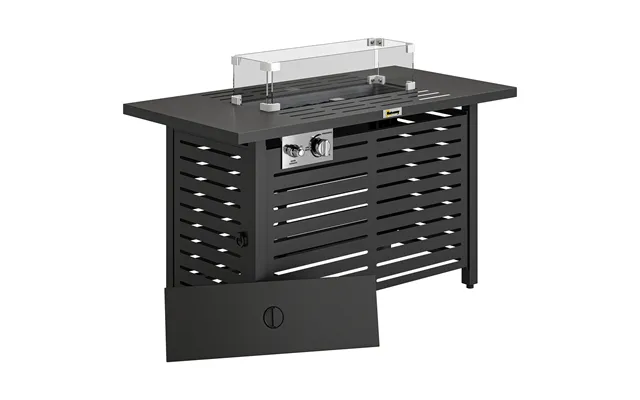 Outsunny Propane Gas Fire Pit Table - Outdoor Firepit With 43 Steel Tabletop And Lid