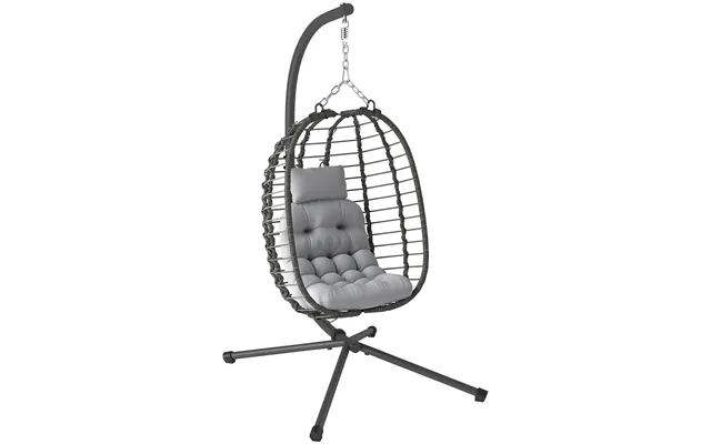 Outsunny Rattan Hanging Egg Chair - Foldable Wicker Hammock Swing Chair With Cushion product image