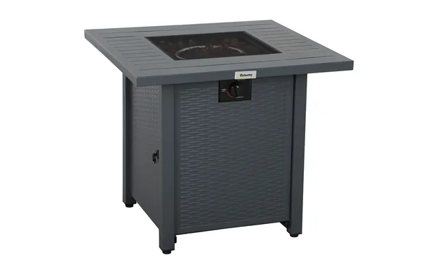 Outsunny Rattan-style Propane Gas Fire Pit Table With 40,000 Btu Burner - Square Smokeless Firepit Patio Heater With The