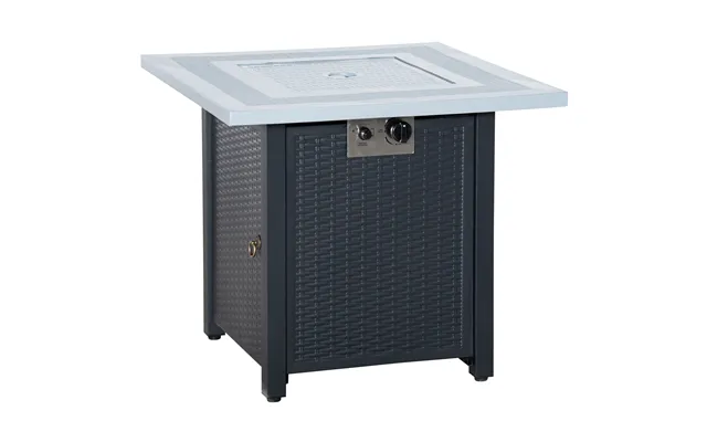 Outsunny Square Propane Gas Fire Pit Table - 40000 Btu Rattan Smokeless Firepit Patio Heater W Lava Rocks & Lid