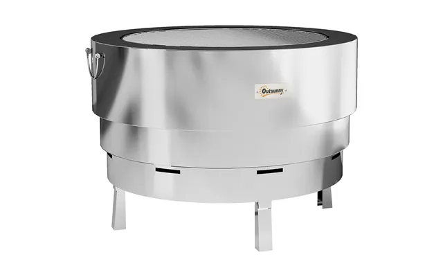 Outsunny Stainless Steel Wood-burning Fire Pit With Fire Poker - Silver