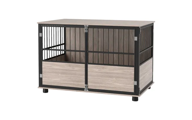Pawhut 100cm Furniture Style Dog Crate Dog Cage End Table Indoor With 3 Doors Soft Washable Cushion - For Large Sized Do