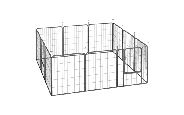 Pawhut 12 Panels Heavy Duty Dog Playpen With Doors - For Medium Dogs