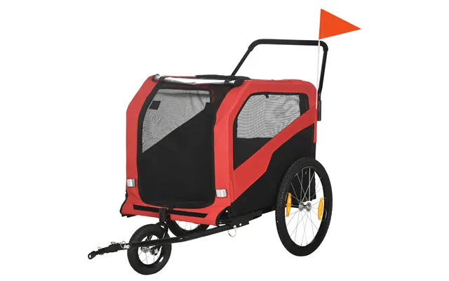 Pawhut 2 In 1 Dog Bike Trailer Pet Stroller For Large Dogs With Hitch - Quick-release 20 Wheels