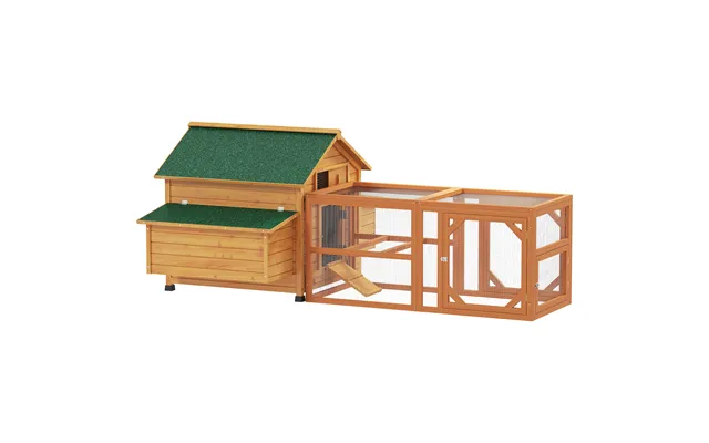 Pawhut 2 Piece Wooden Chicken Coop And Run Set - Poultry Run Cage With Nesting Box