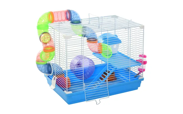 Pawhut 2 Tier Hamster Cage Carrier Habitat Small Animal House With Exercise Wheels Tunnel Tube Water Bottle Dishes For D