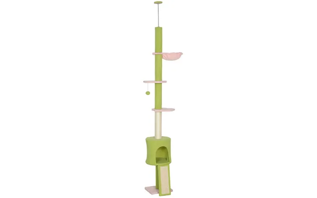 Pawhut 220-240 Cm Floor To Ceiling Cat Tree Adjustable Height With Hammock - Condo