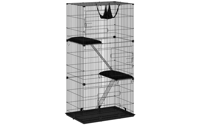Pawhut 3-tier Large Cat Cage Indoor - Detachable Metal Wire Kennel With Hammock