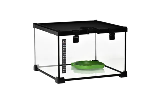 Pawhut 30 X 30 X 20 Cm Reptile Glass Terrarium - Pet Breeding Tank With Patch Thermometer