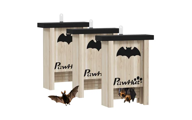 Pawhut 3pcs Wooden Bat Boxes - Bat Houses Designed To Attract Bats & Easy To Hang For Outdoor