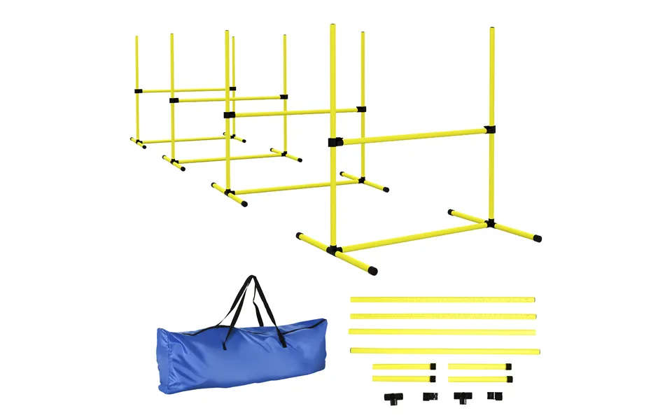 Pawhut 4 Pieces Dog Agility Training Equipment - Adjustable Height Jumps Hurdle With Carrying Bag For Outdoor