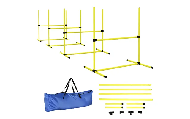 Pawhut 4 Pieces Dog Agility Training Equipment - Adjustable Height Jumps Hurdle With Carrying Bag For Outdoor