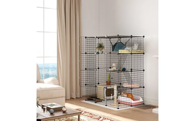 Pawhut 4-tier Diy Large Cat Cage With Hammock - Ramps