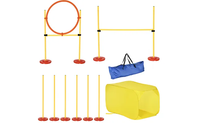 Pawhut 4pcs Portable Pet Agility Training Obstacle Set For Dogs W Adjustable Weave Pole - Jumping Ring