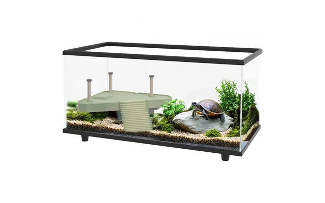Pawhut 50l Glass Turtle Tank Aquarium With Basking Platform - Easy-drain product image