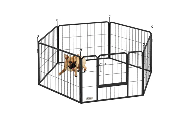 Pawhut 6 Panels Dog Playpen - Portable Detachable Puppy Pen With Door