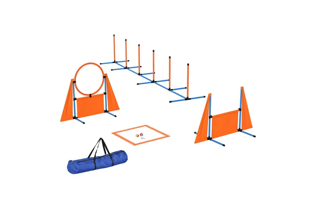 Pawhut 6 Pieces Dog Agility Equipment Set With Weave Poles - Jump Ring And Hurdle