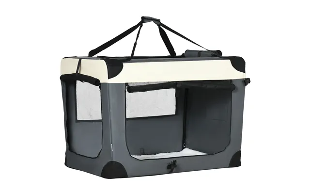 Pawhut 91cm Foldable Pet Carrier, With Cushion, For Large Dogs And Cats - Grey