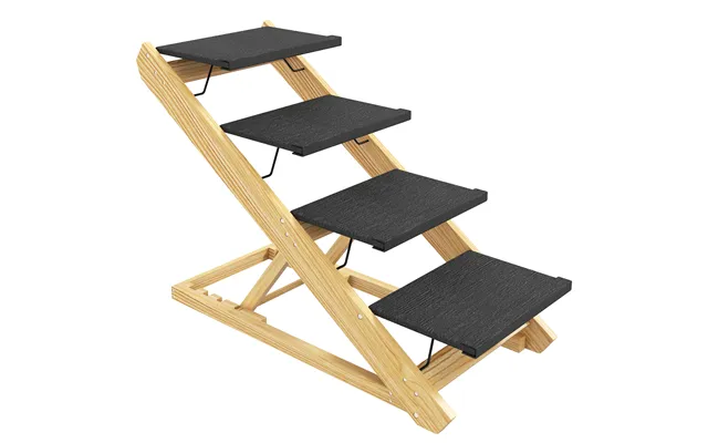 Pawhut Adjustable Dog Steps Dog Ramp - 4-step Non-slip Pet Stairs For Large Sized Dogs