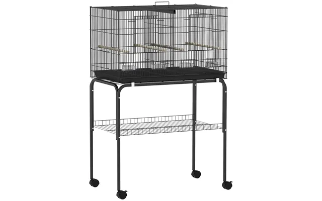 Pawhut Bird Cage With Divider - 4 Wooden Perches