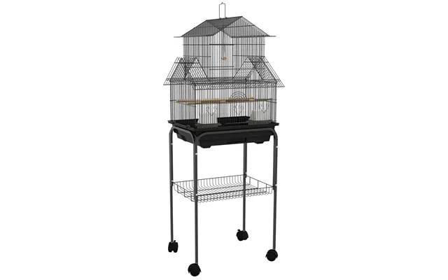 Pawhut Bird Cage With Stand - Swing Perch And Food Tray
