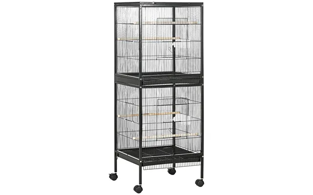 Pawhut Budgerigar Cage - Bird Cage Budgie Cage 2 In 1 Large Aviary With Wheels Removable Trays For Finch Canaries Cockat