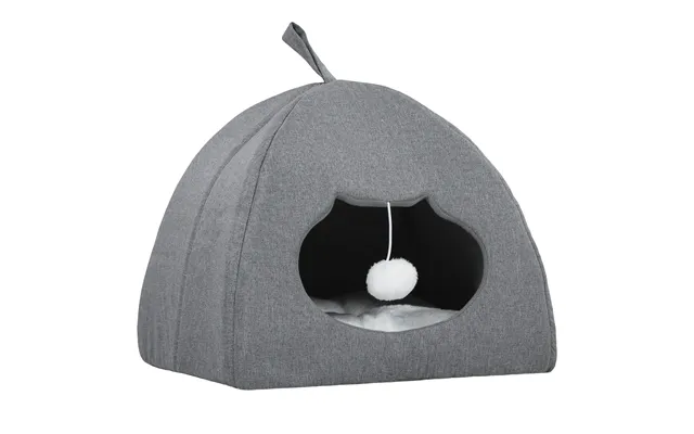 Pawhut Cat Cave Bed For Indoor Kittens - Cat House With Removable Cushion And Teaser Ball