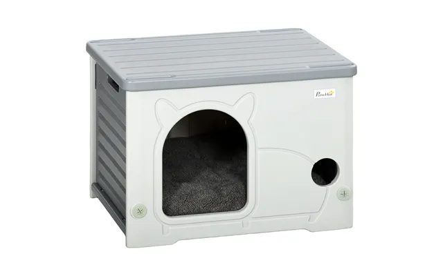 Pawhut Cat House Stackable Pet Shelter With Removable Cushion For Indoor Outdoor Use Grey