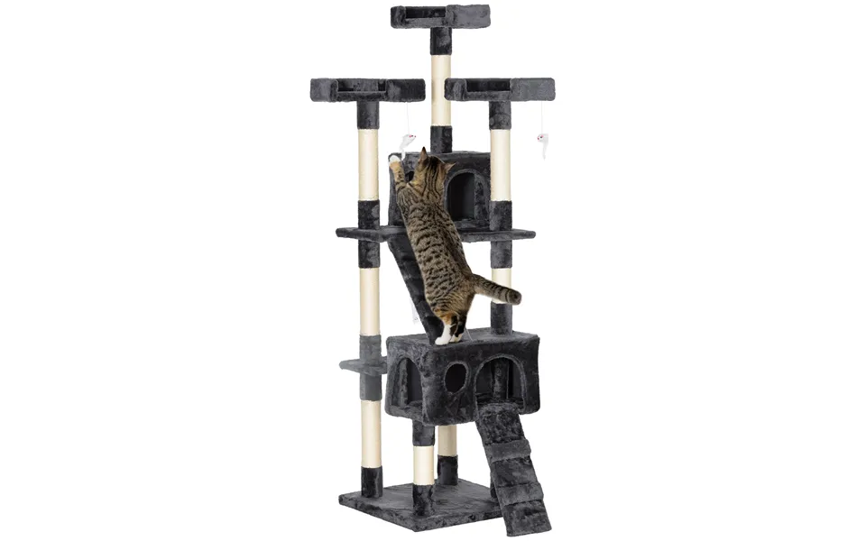 Pawhut Cat Tree For Indoor Cats Kitten Kitty Scratching Scratcher Post Climbing Tower Activity Centre House Grey Aosom U
