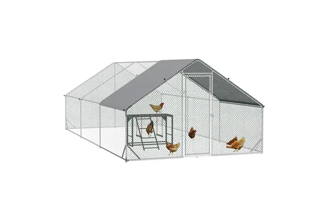 Pawhut Chicken Run With Activity Shelf And Cover - Walk-in Coop For Outdoor Use product image